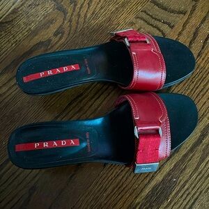Red PRADA slides . Size 6 . Like new!